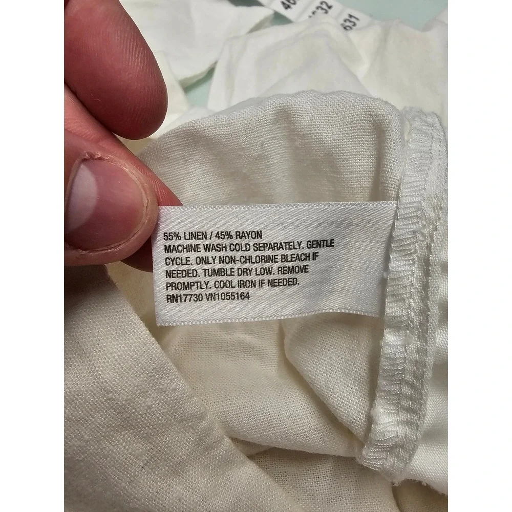 A New Day Womens Tapered Highest Rise Pants White Linen Blend Casual Size 6